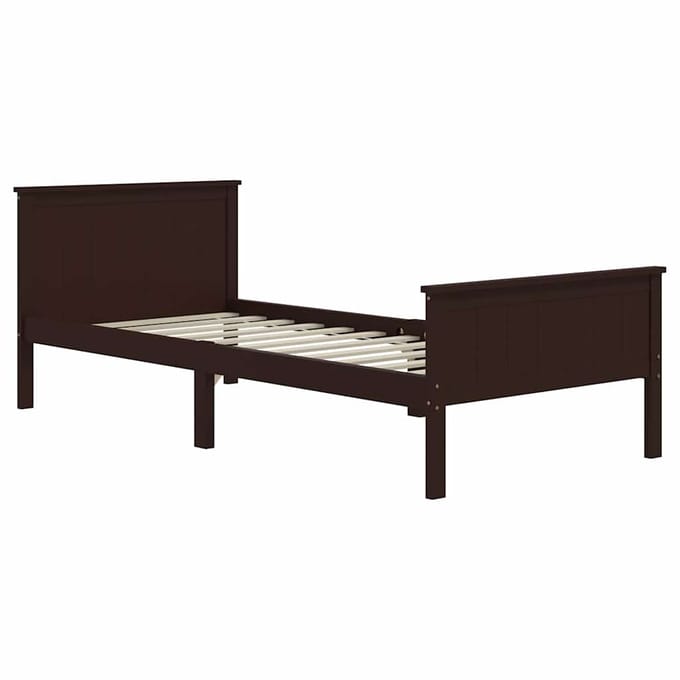 vidaXL - Bedframe - massief - grenenhout - donkerbruin - 100x200 - cm