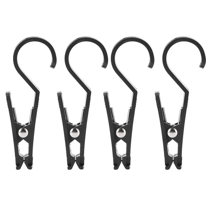 4 stuks Tent Tarp Haak Clips Multifunctioneel Draagbare Ophangbare Tarp Haak Clip voor Buitenactiviteit black