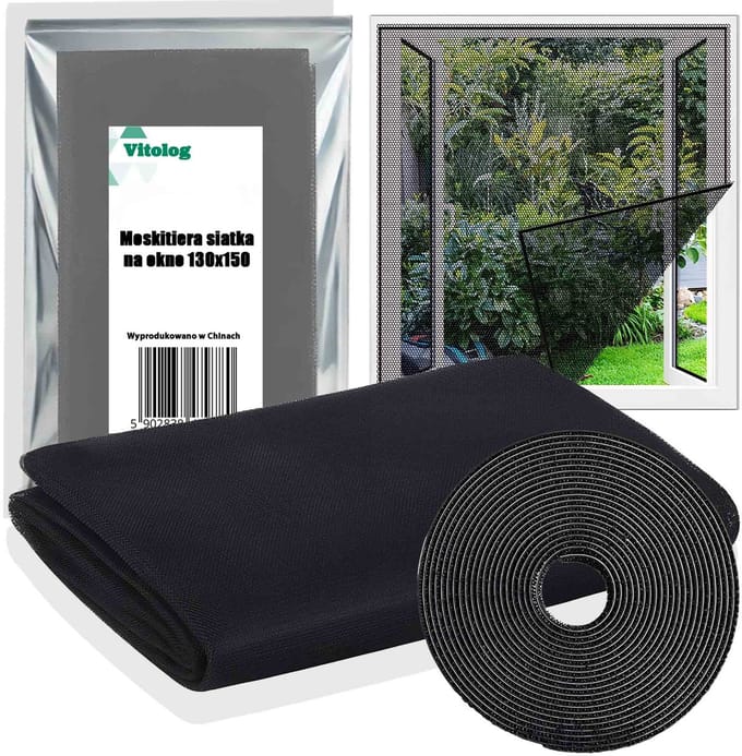 Vitolog - Raamhor - 130x150 cm - Zwart - Polyester