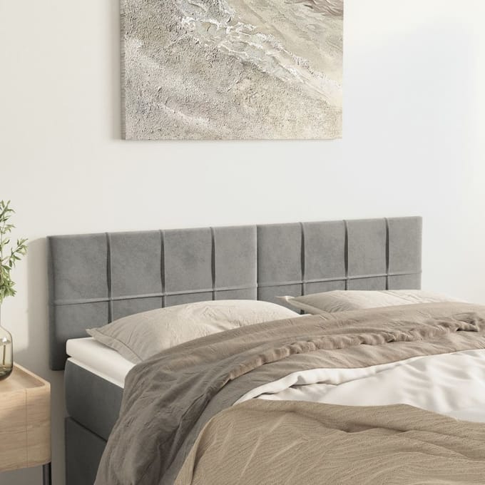 vidaXL - Hoofdborden - 144x5x78/88 - cm - fluweel - lichtgrijs