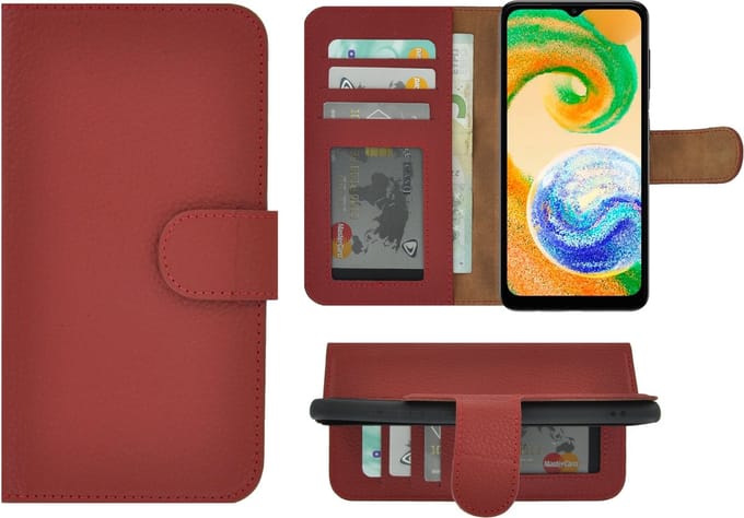 MoDo hoesje Geschikt voor Samsung Galaxy A04s - Echt Leer Book Case - Rood