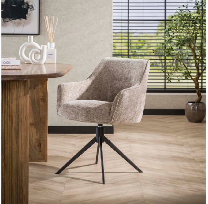 Eetkamerstoel Pull draaibaar - Hoven zand - eetkamerstoelen set van 2