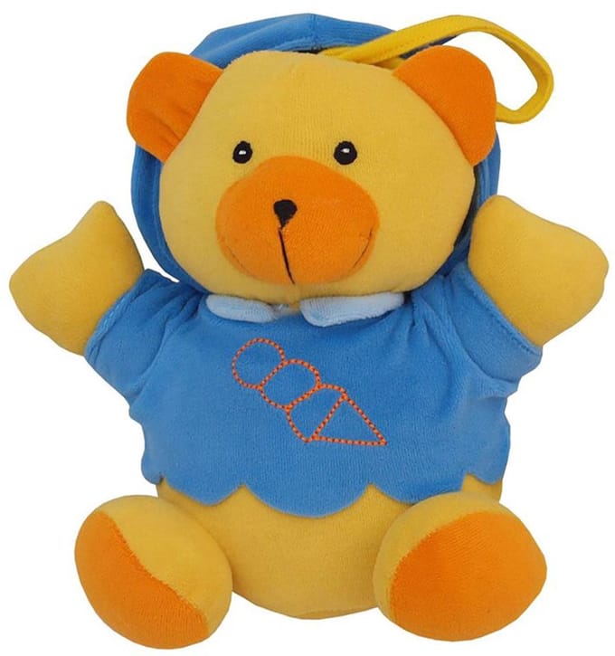 Baby Mix pluchen teddybeer speeldoos 23cm - Knuffel met bijtring