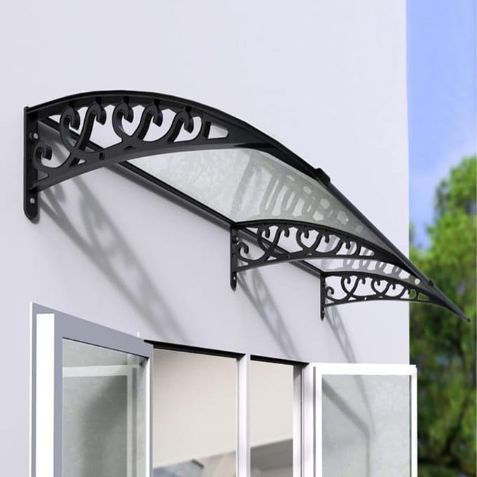 Moderne Deurluifel - Voordeur Afdak - Buiten Beschermen - Slagvast Polycarbonaat - 60x150cm - Transparant