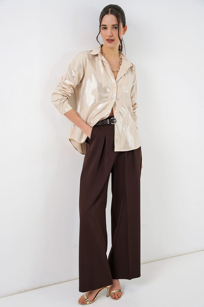 Oversized gestreepte blouse met knopen