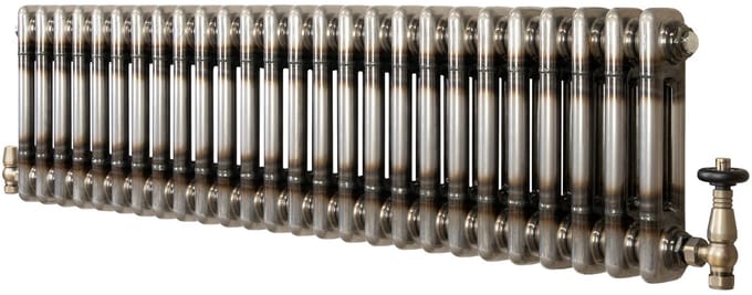 Kolomradiator - 2-kolom 300x1190 mm - ruw metaal - incl. kraan