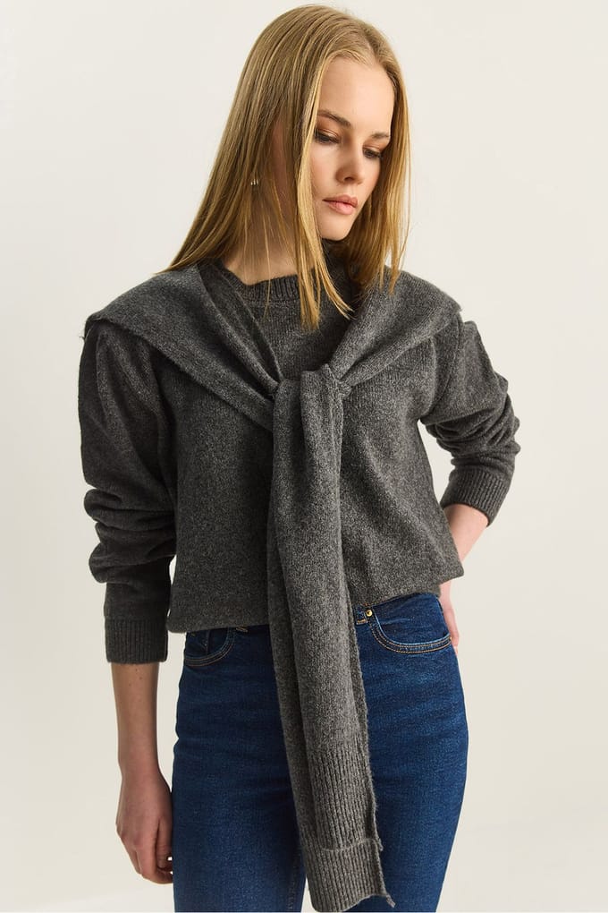 Regular Fit Crew Neck Geribbelde Trui