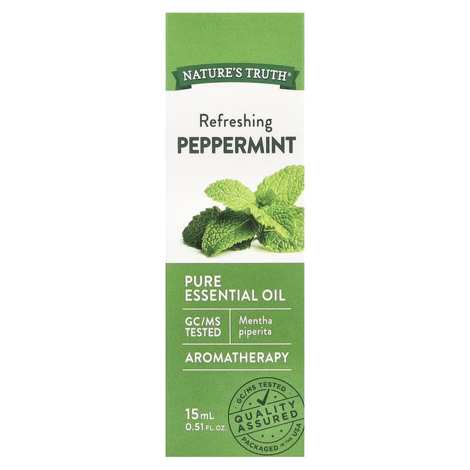 Nature's Truth, Pure Etherische Olie, Verfrissende Pepermunt, 0,51 fl oz (15 ml)