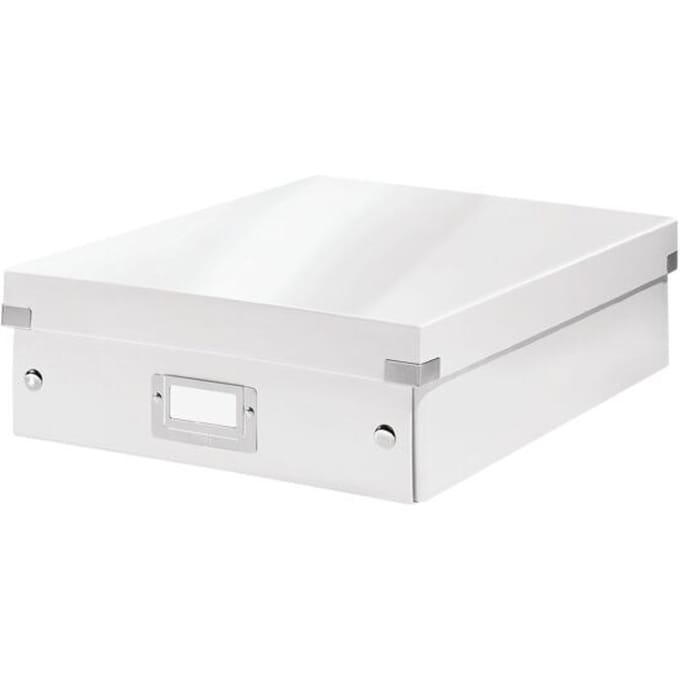 Leitz Wow Click & Store Middelgrote Opbergdoos - 85% Gerecycled Karton - Ruimtebesparende Sorteerdoos met Vakjes - 28.1 x 10 x 37 Cm (BxHxD) - Wit