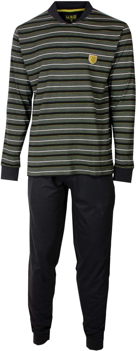 MEQ Heren Pyjama - Pyjama Set - 100% Gekamde Katoen - Zwart - Maat S