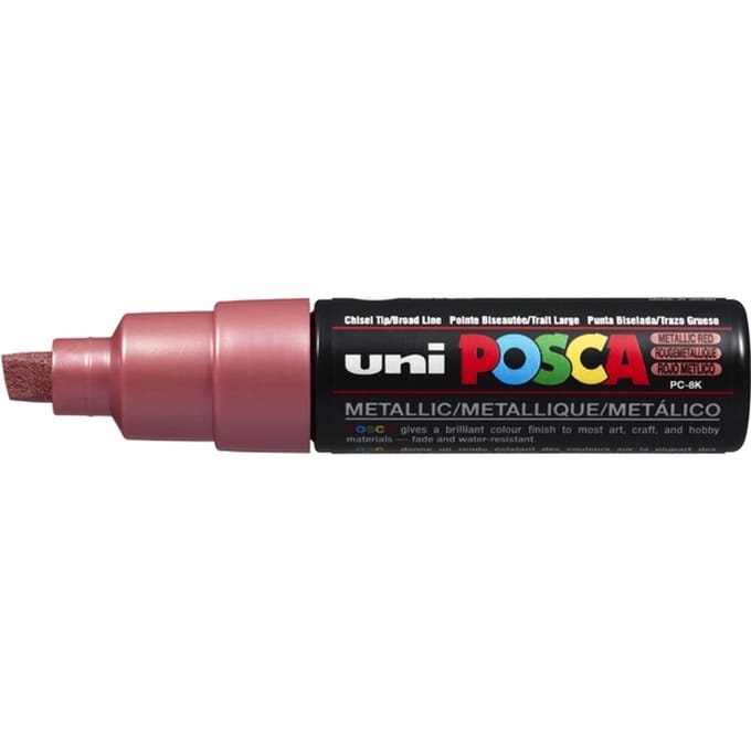 Metallic Rood verfstift op waterbasis met schuine punt breed