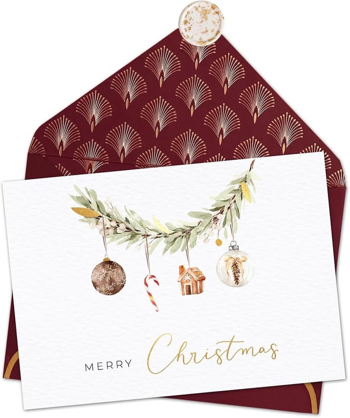 Kerstkaart Merry Christmas A6 met natuurlijke envelop