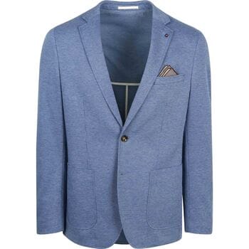Suitable Colbert Face Print Jeans Blauw - Maat 48 - Heren blazer