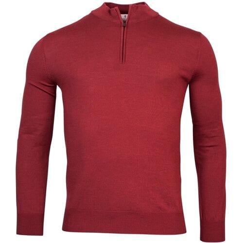Thomas Maine Trui Merino Half Zip Single Knit Raspberry / male
