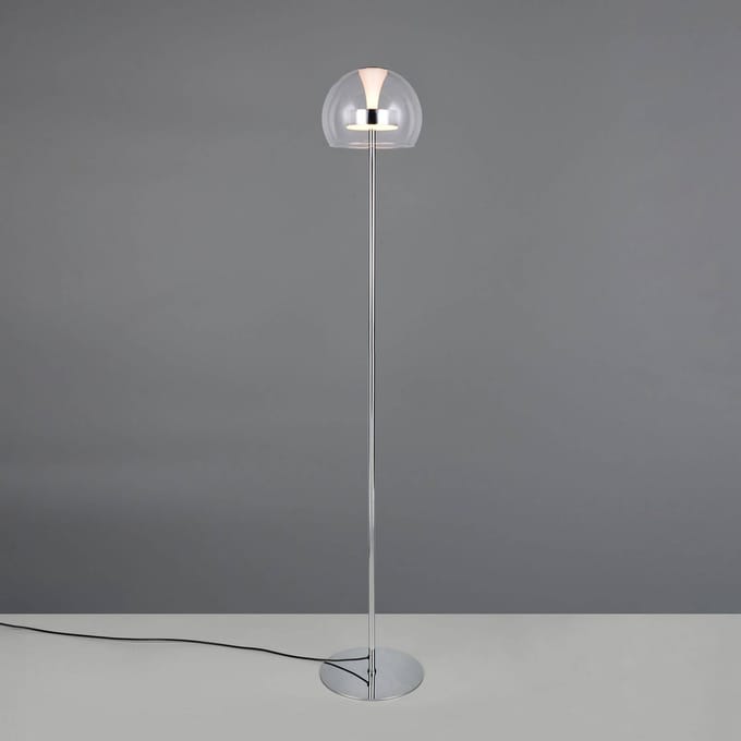 Trio Lighting LED vloerlamp Flynt, hoogte 130 cm, chroomkleurig, metaal, CCT