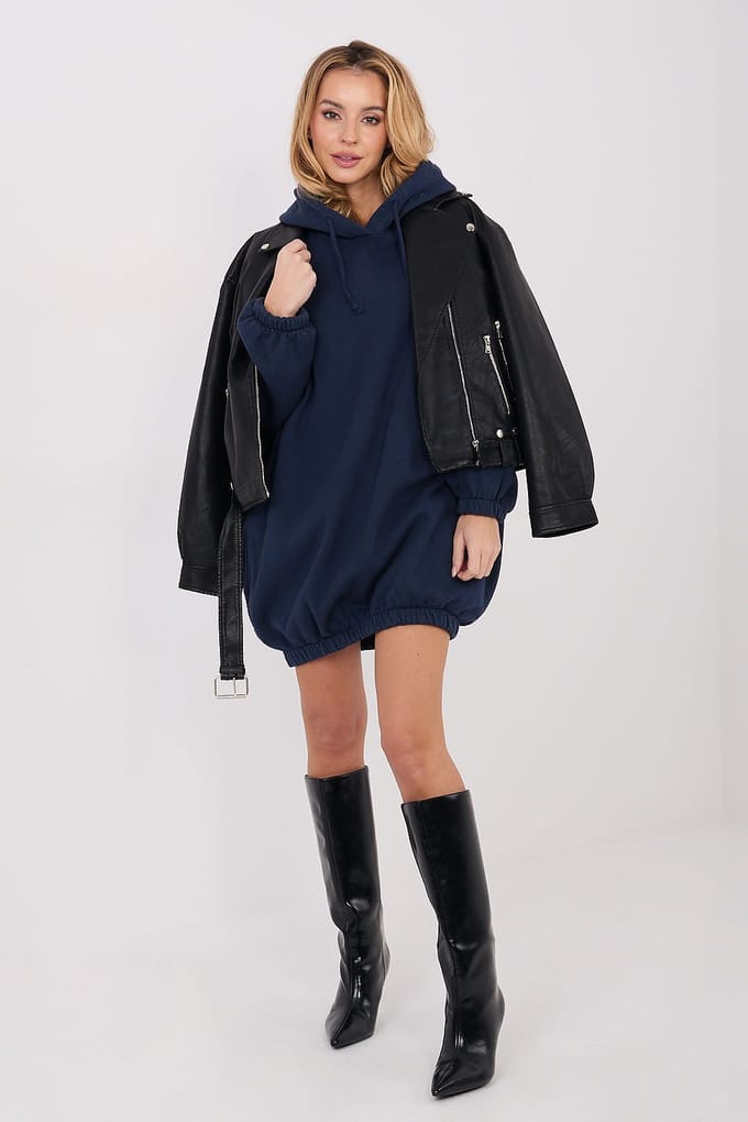 Cozy Motion Hoodie Dress - Dark blue / One Size
