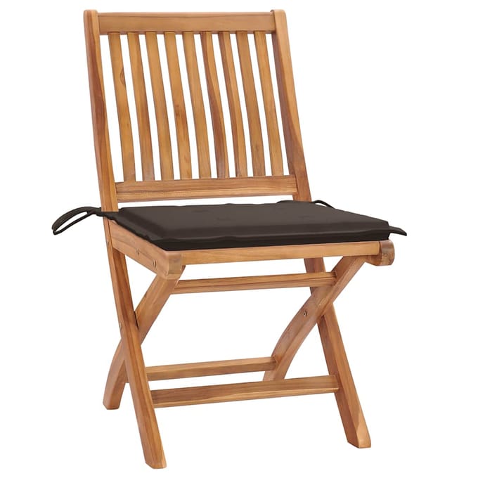 vidaXL - Klapstoelen - met - kussens, - 6 - stuks, - massief - teakhout