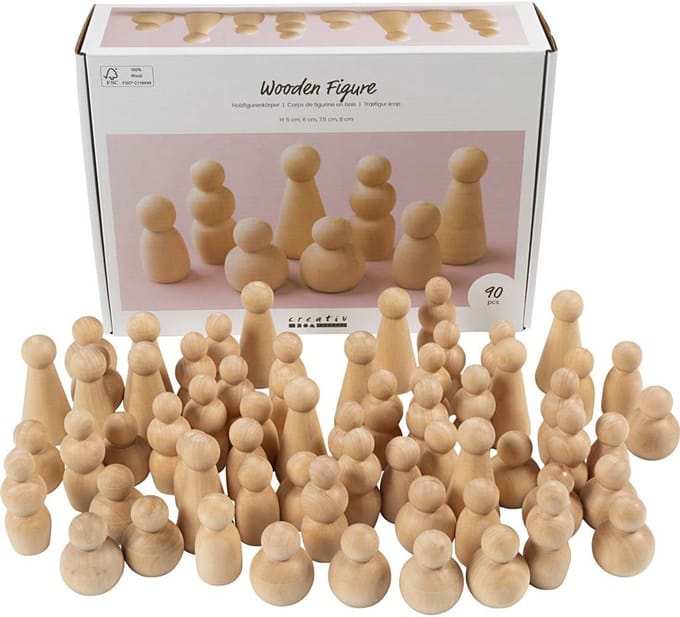 CC Wooden Figure Body, H: 5-8 cm, 90 asstd./ 1 pack