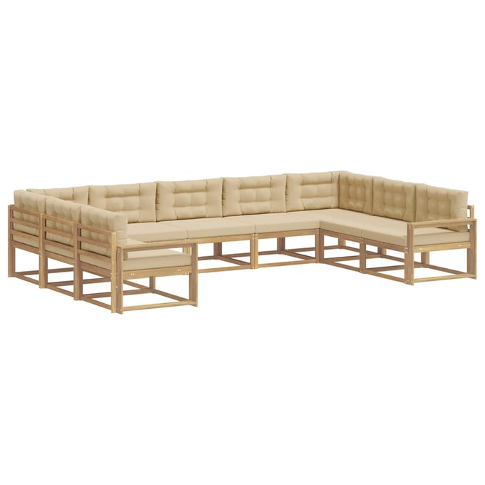 vidaXL - Buiten - bank - set - 9 - st - Wit - en - Beige