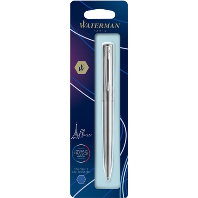 Waterman Allure Ballpoint Pen | Stainless Steel | Medium Point | Blue Ink