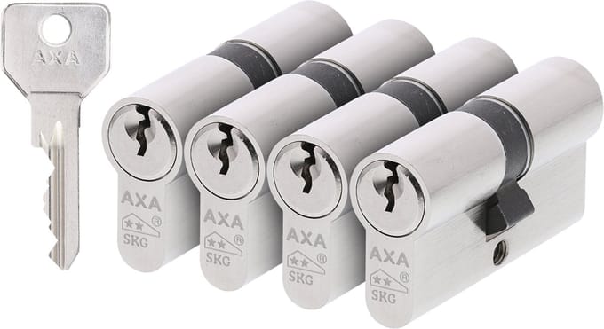 AXA Dubbel Cilinderslot - 30/30 mm - Security - Veiligheidscilinder Vernikkeld - SKG2 - incl. 12 sleutels