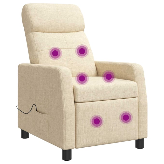 vidaXL - Massage - Relaxstoel - Crèmekleurig - Stof