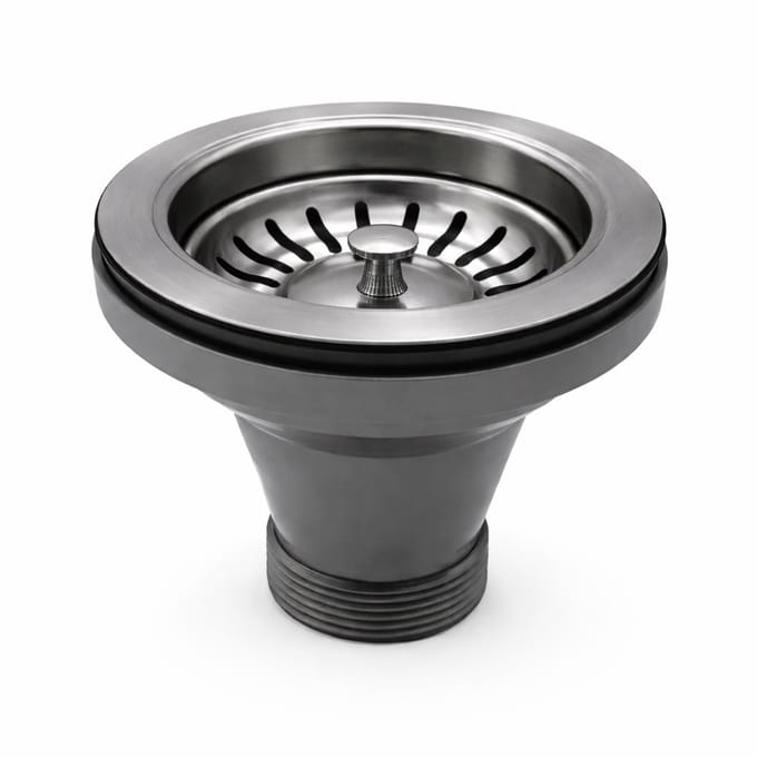Waterval Korfplugset 114 mm – Zonder Overloop – RVS 304 – G1½ – Universele Gootsteenplug set – Gunmetal Grey