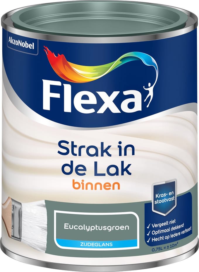 Flexa - Strak In De Lak Binnenlak Zijdeglans - Eucalyptusgroen - 750 Ml