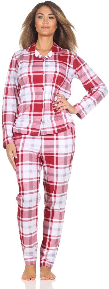 Normann damespyjama met knoopsluiting in geruite look - ook in grote maten
