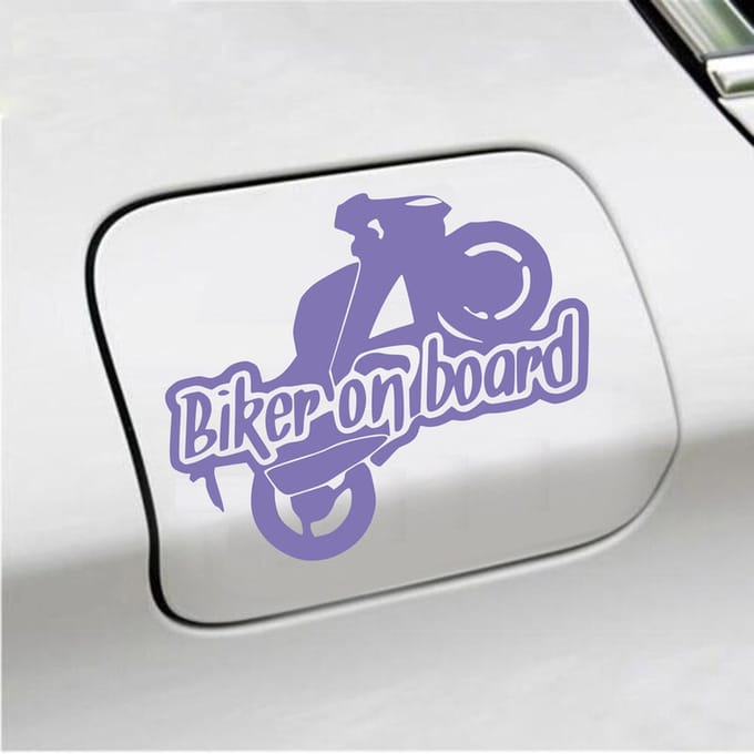 Bumpersticker - Biker On Board - 11,9 X 14,8 - Paars
