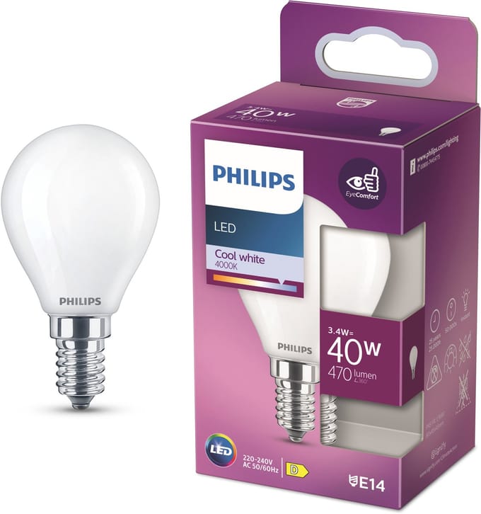 Philips Ledlamp Peertje - D4,5cm - Koel Wit - E14 - 4w