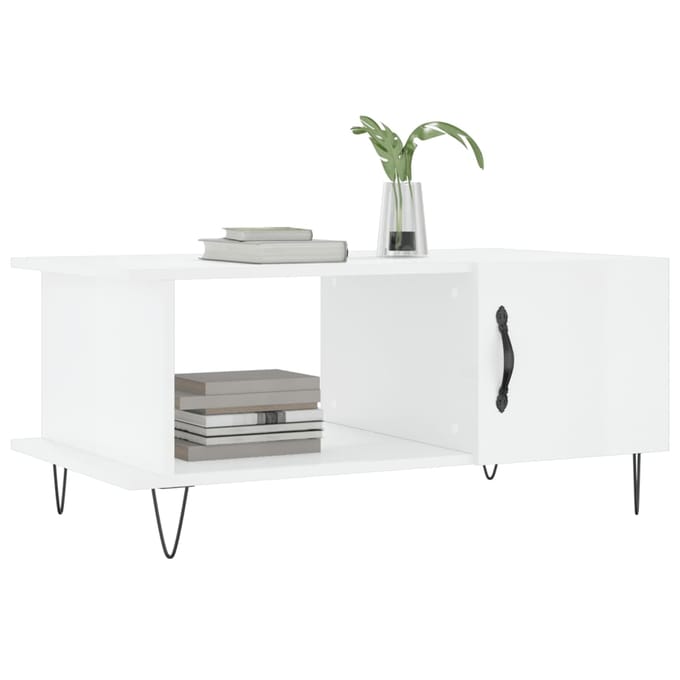 vidaXL - Salontafel - 90x50x40 - cm - bewerkt - hout - hoogglans - wit