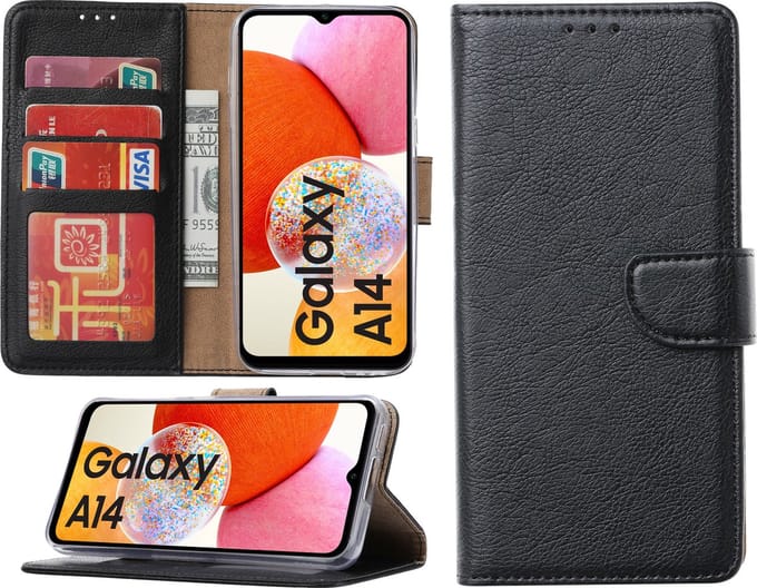 Samsung Galaxy A14 hoesje - Bookcase met pasjeshouder - Zwart