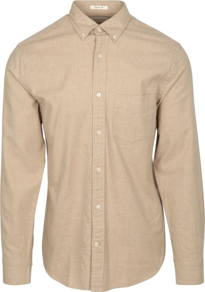 Gant Flanel Overhemd Beige - Maat L - Heren - Overhemden Casual