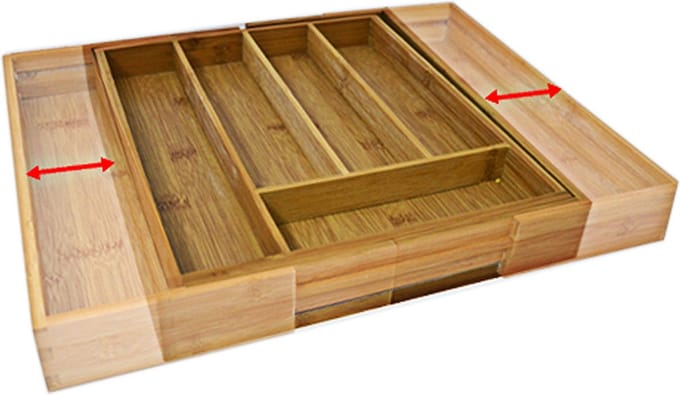 Verstelbare besteklade- Bamboo Bestekbak 30-48 cm