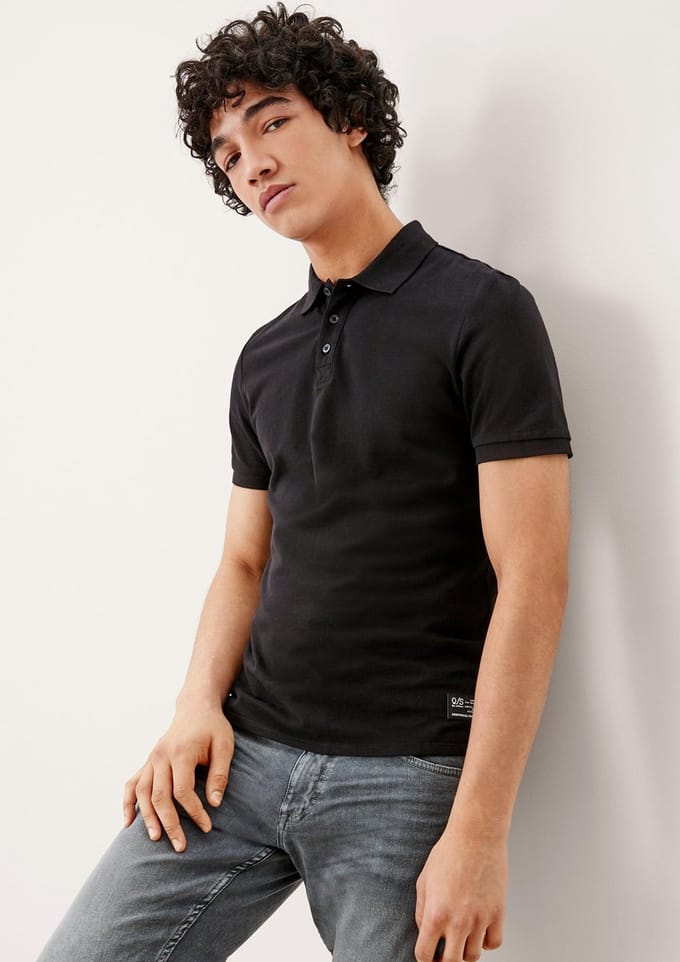 Classic Polo in Soft Piqué Cotton with Badge QS