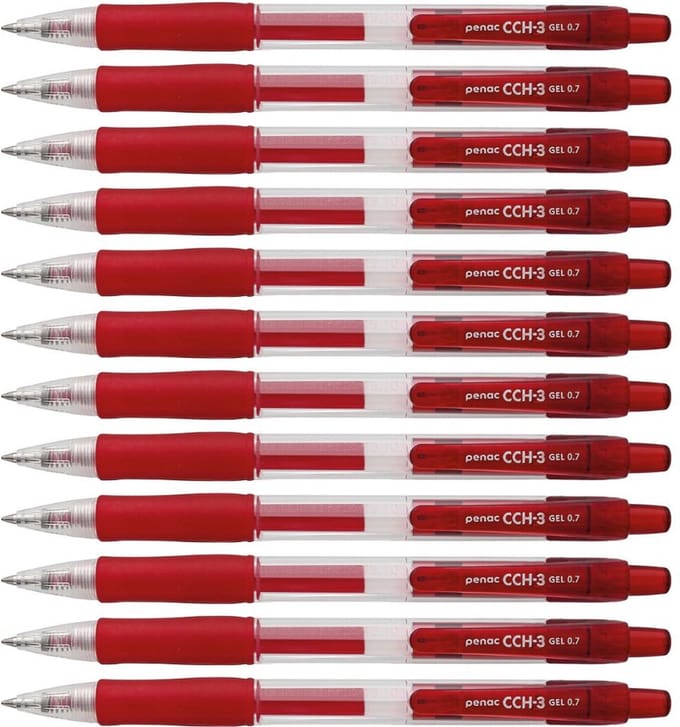 Penac CCH-3 - Gelpen - 0.7mm - Rode Inkt - 12 Gelpennen