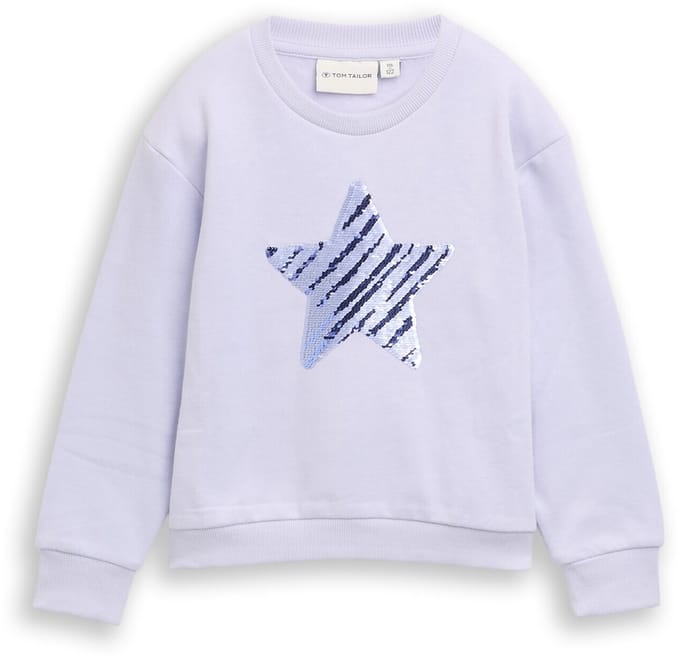 Tom Tailor - Cropped sweatshirt met omkeerbare pailletten - Maat 92/98 - light lavender