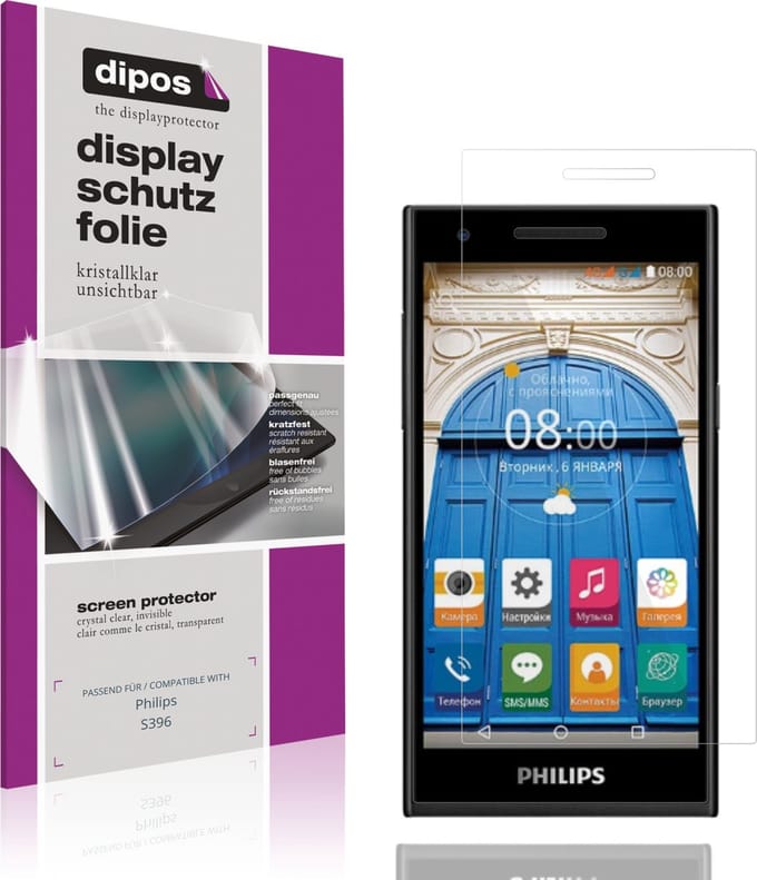 dipos – 4x Beschermfolie geschikt voor Philips S396 | Krasbestendige & heldere Screenprotector Ultra-Thin