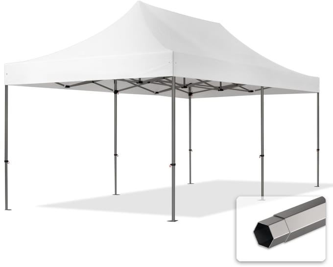 3x6 m Easy Up partytent Vouwpaviljoen, PREMIUM staal 40mm, wit