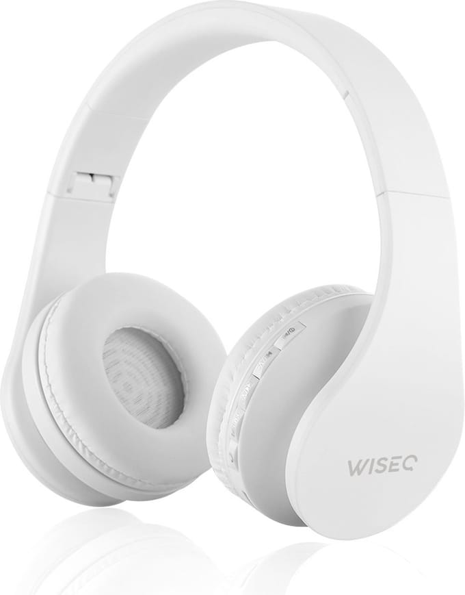 WiseQ Draadloze Koptelefoon Kinderen – Witte Bluetooth Kinderkoptelefoon met Microfoon – FM-Radio – 8u Bluetooth Geluidsdempend – Wit