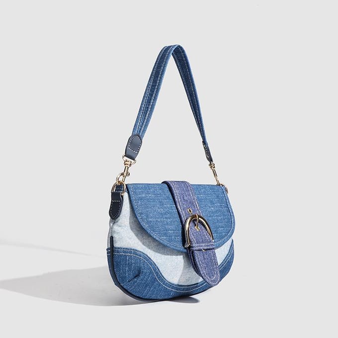 Okseltas voor Dames Lente en Zomer Mode Frans Splicing Canvas Erwtentas Schoudertas gray