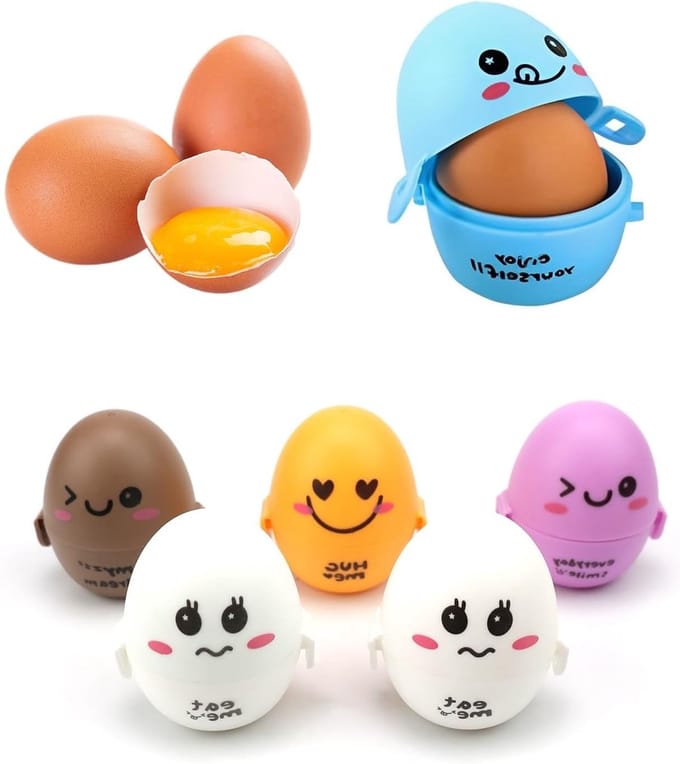 Set van 6 Plastic Eieren Dozen met Eivormig Ontwerp, Ideaal voor Reis en Opberging van Eieren, Snoep en Chocolade in 5 Kleuren
