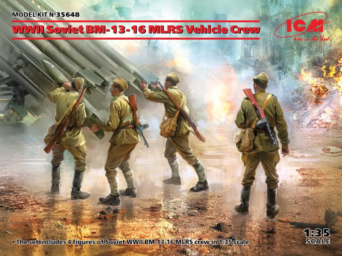 ICM Modelbouwpakket Militaire voertuigen - 35648 WWII Soviet BM-13-16 MLRS Vehicle Crew Plastic - 1:35 - Modelbouw