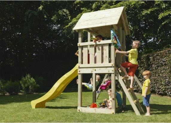 Bluerabbit 2.0 Rabbit 2.0 Schommel met speeltoren Kiosk met gele glijbaan Schommels Schommels