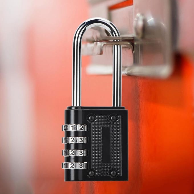 4-cijferig combinatie hangslot met code voor deur, raam, kast, koffer black