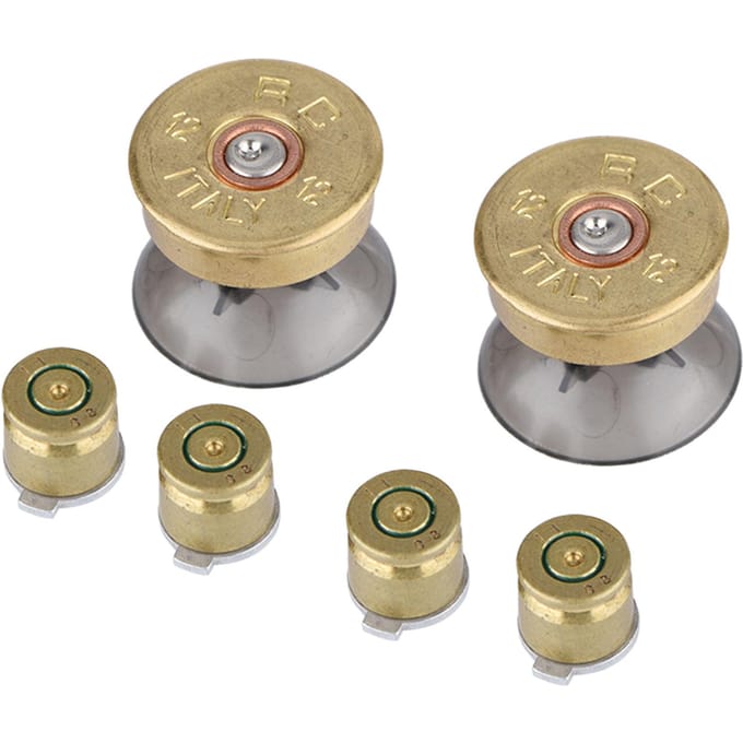 6 Stuks Gouden Metalen Kogelknoppen & Thumbstick Mod Kit voor PS4 Controller gray