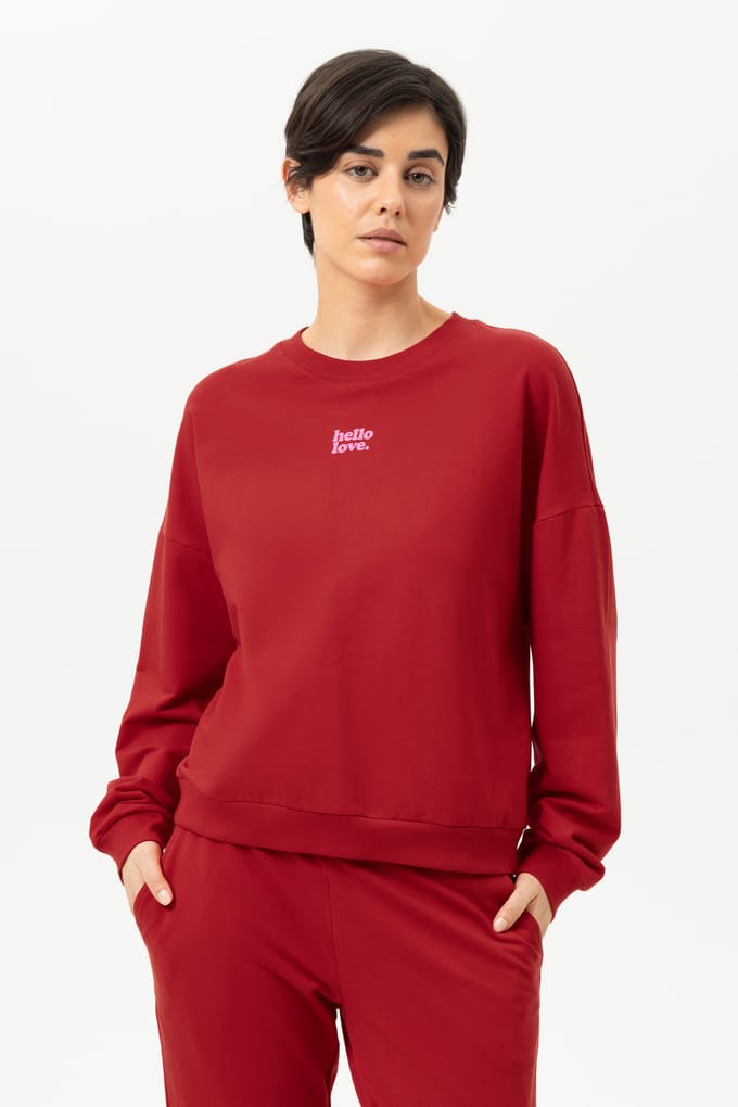 regular fit sweatshirt met statementprint model 'Cozy Nights'
