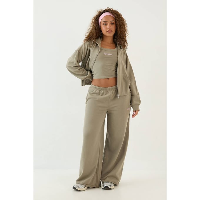 Dames Dsgn Studio Lichtgewicht Hoodie Met Ritssluiting | Gewassen Kaki | Maat: Medium