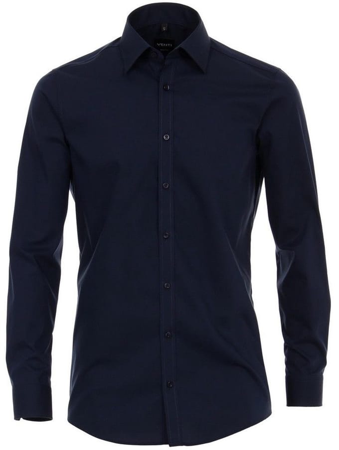 Venti - Heren Overhemd - Poplin - Strijkvrij - Slimfit - Navy